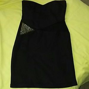 Black Bodycon studded peek a boo dress